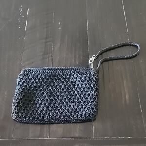 BOHO Crochet Purse Small Zippered Lined Mini Purse Black